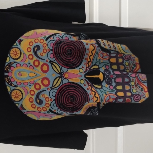 Life Clothing Co tee large sugar skull black graphic tee multicolor short sleeve - Picture 3 of 8